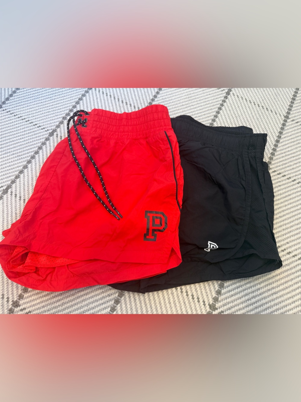 PINK Victoria's Secret Red and Black Athletic Shorts Set